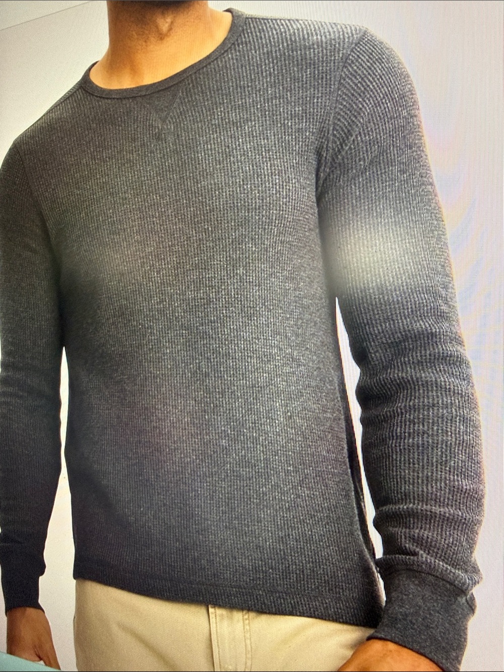 Jockey Men's Long Sleeve Waffle Crew Top Charcoal Gray NIP Various sizes